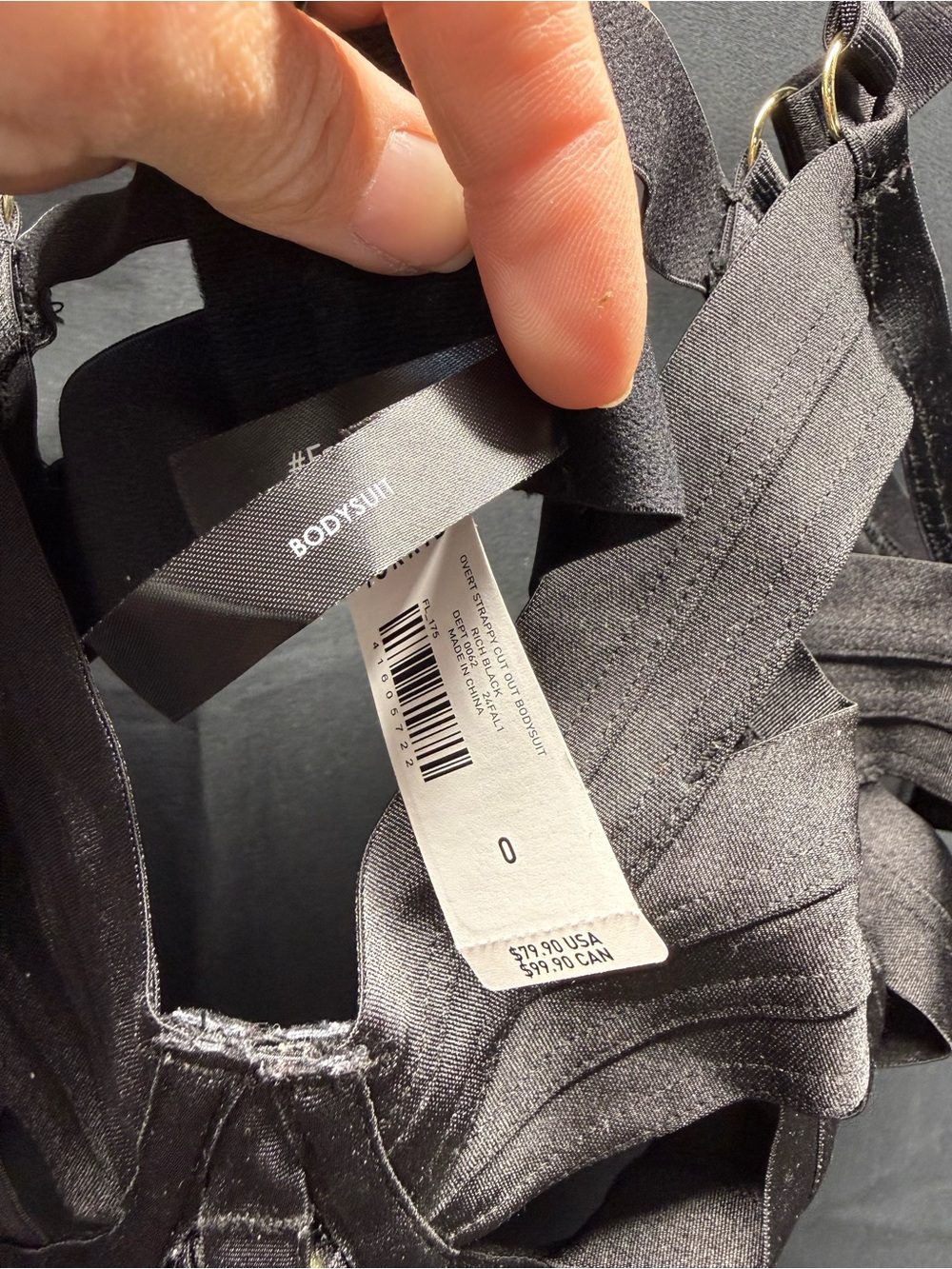 Torrid Black Satin Strappy Cutout Bodysuit with Ribbon Details Sz O (8ai) - Picture 3 of 8